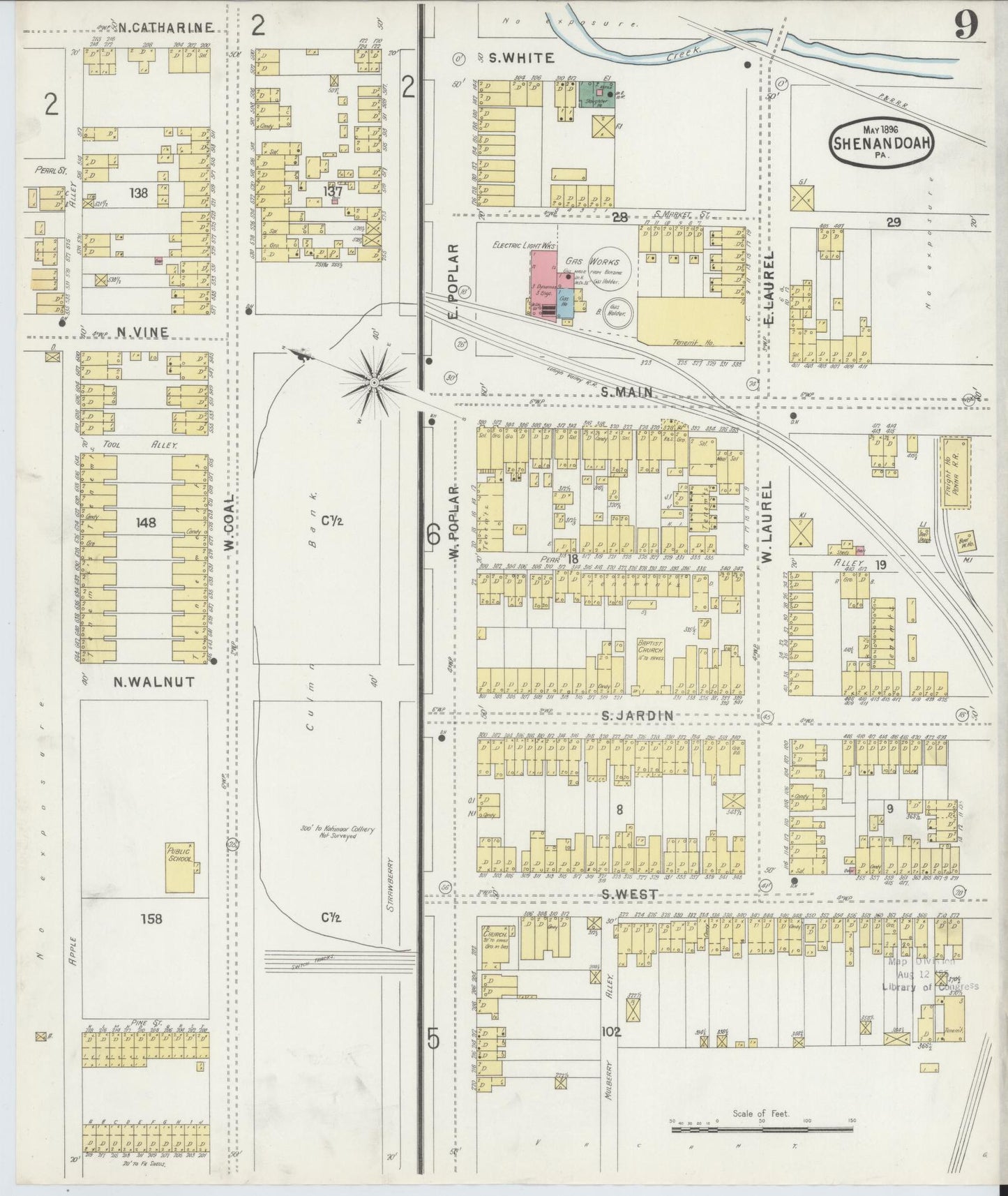 Sanborn Fire Insurance Map from Shenandoah, Schuylkill County, Pennsylvania (1896), Sheet #0009 - Complete Map Set gallery image, historic Sanborn map, vintage wall art, Pennsylvania Pennsylvania