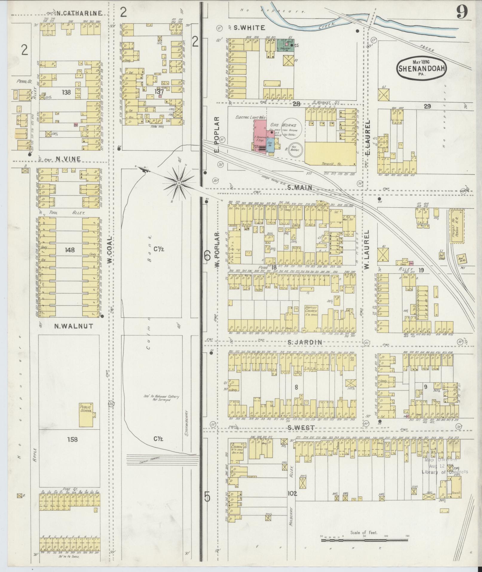 Sanborn Fire Insurance Map from Shenandoah, Schuylkill County, Pennsylvania (1896), Sheet #0009 - Complete Map Set gallery image, historic Sanborn map, vintage wall art, Pennsylvania Pennsylvania