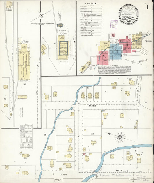Sanborn Fire Insurance Map from Heppner, Morrow County, Oregon (1901), Sheet #0001 - Complete Map Set gallery image, historic Sanborn map, vintage wall art, Oregon Oregon