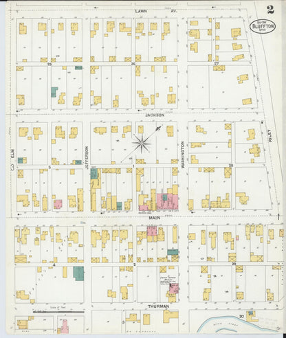 Sanborn Fire Insurance Map from Bluffton, Allen County, Ohio (1901), Sheet #0002 - Historic Sanborn Fire Insurance Map Print, vintage old map wall art, antique decor, genealogy gift, Ohio Ohio map