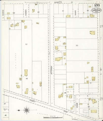 Sanborn Fire Insurance Map from Vancouver, Clark County, Washington (1907), Sheet #0028 - Complete Map Set gallery image, historic Sanborn map, vintage wall art, Washington Washington