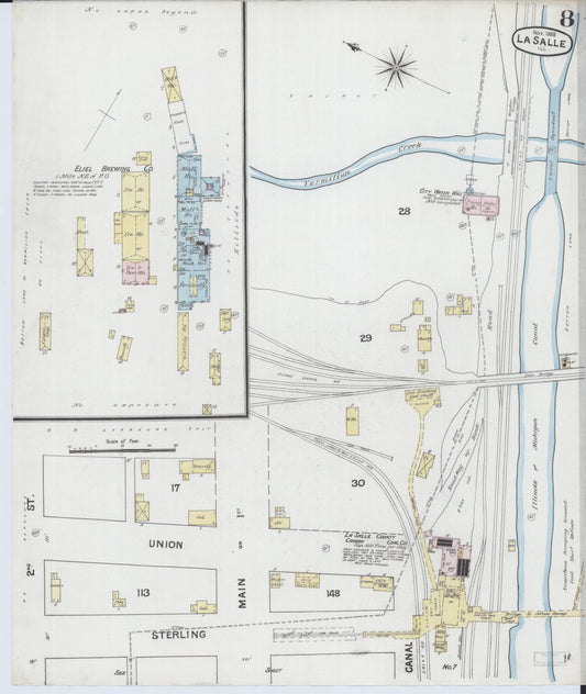 Sanborn Fire Insurance Map from La Salle, La Salle County, Illinois (1888), Sheet #0008 - Historic Sanborn Fire Insurance Map Print, vintage old map wall art, antique decor, genealogy gift, Illinois Illinois map