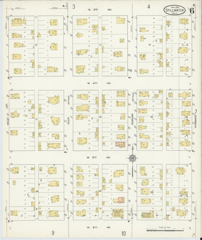 Sanborn Fire Insurance Map from Stillwater, Payne County, Oklahoma (1913), Sheet #0006 - Complete Map Set gallery image, historic Sanborn map, vintage wall art, Oklahoma Oklahoma