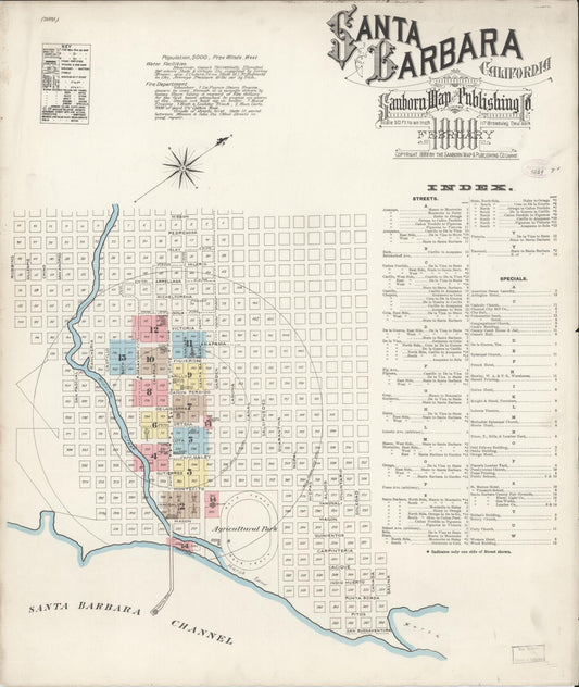 Sanborn Fire Insurance Map from Santa Barbara, Santa Barbara County, California. (1888) – Historic Sanborn Fire Insurance Map Print