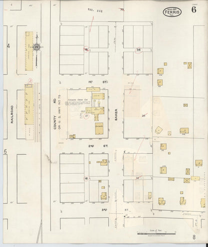 Sanborn Fire Insurance Map from Ferris, Ellis County, Texas (1941), Sheet #0006 - Historic Sanborn Fire Insurance Map Print, vintage old map wall art, antique decor, genealogy gift, Texas Texas map