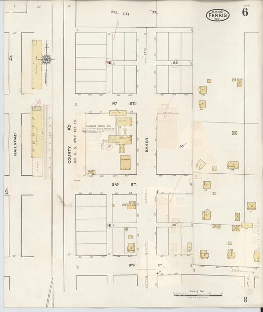 Sanborn Fire Insurance Map from Ferris, Ellis County, Texas (1941), Sheet #0006 - Historic Sanborn Fire Insurance Map Print, vintage old map wall art, antique decor, genealogy gift, Texas Texas map