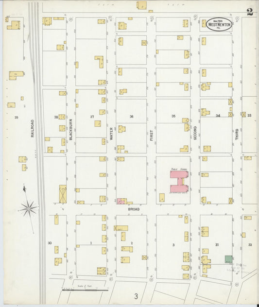 Sanborn Fire Insurance Map from West Newton, Westmoreland County, Pennsylvania (1900), Sheet #0002 - Historic Sanborn Fire Insurance Map Print, vintage old map wall art, antique decor, genealogy gift, Pennsylvania Pennsylvania map