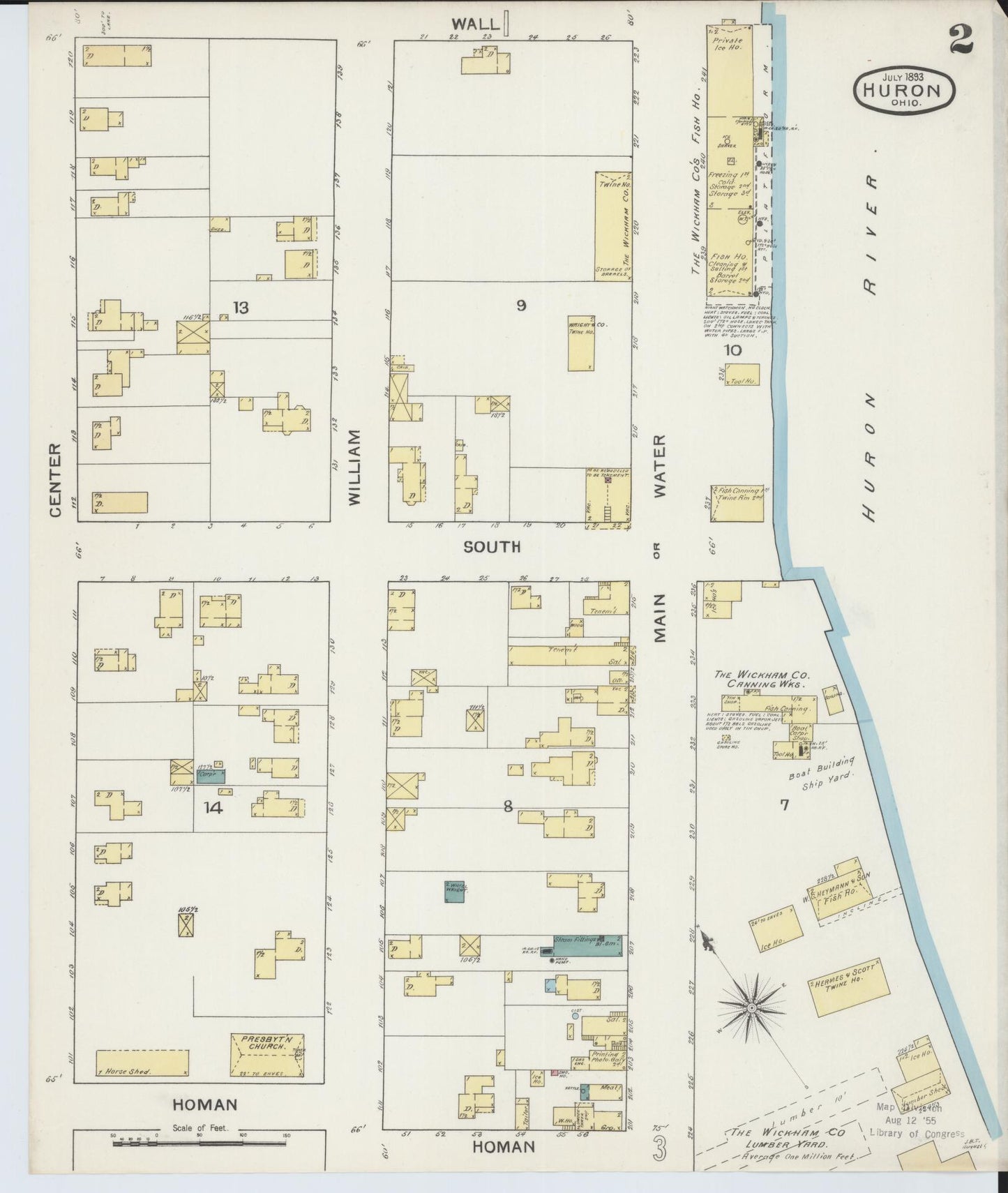 Sanborn Fire Insurance Map from Huron, Erie County, Ohio (1893), Sheet #0002 - Complete Map Set gallery image, historic Sanborn map, vintage wall art, Ohio Ohio