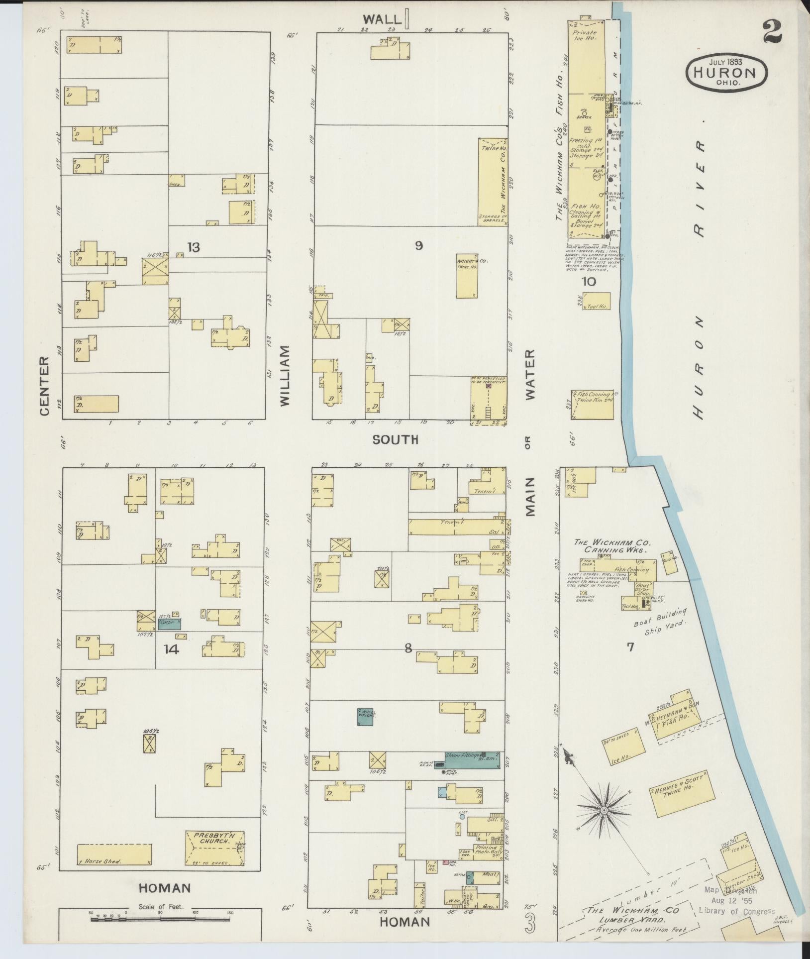 Sanborn Fire Insurance Map from Huron, Erie County, Ohio (1893), Sheet #0002 - Complete Map Set gallery image, historic Sanborn map, vintage wall art, Ohio Ohio