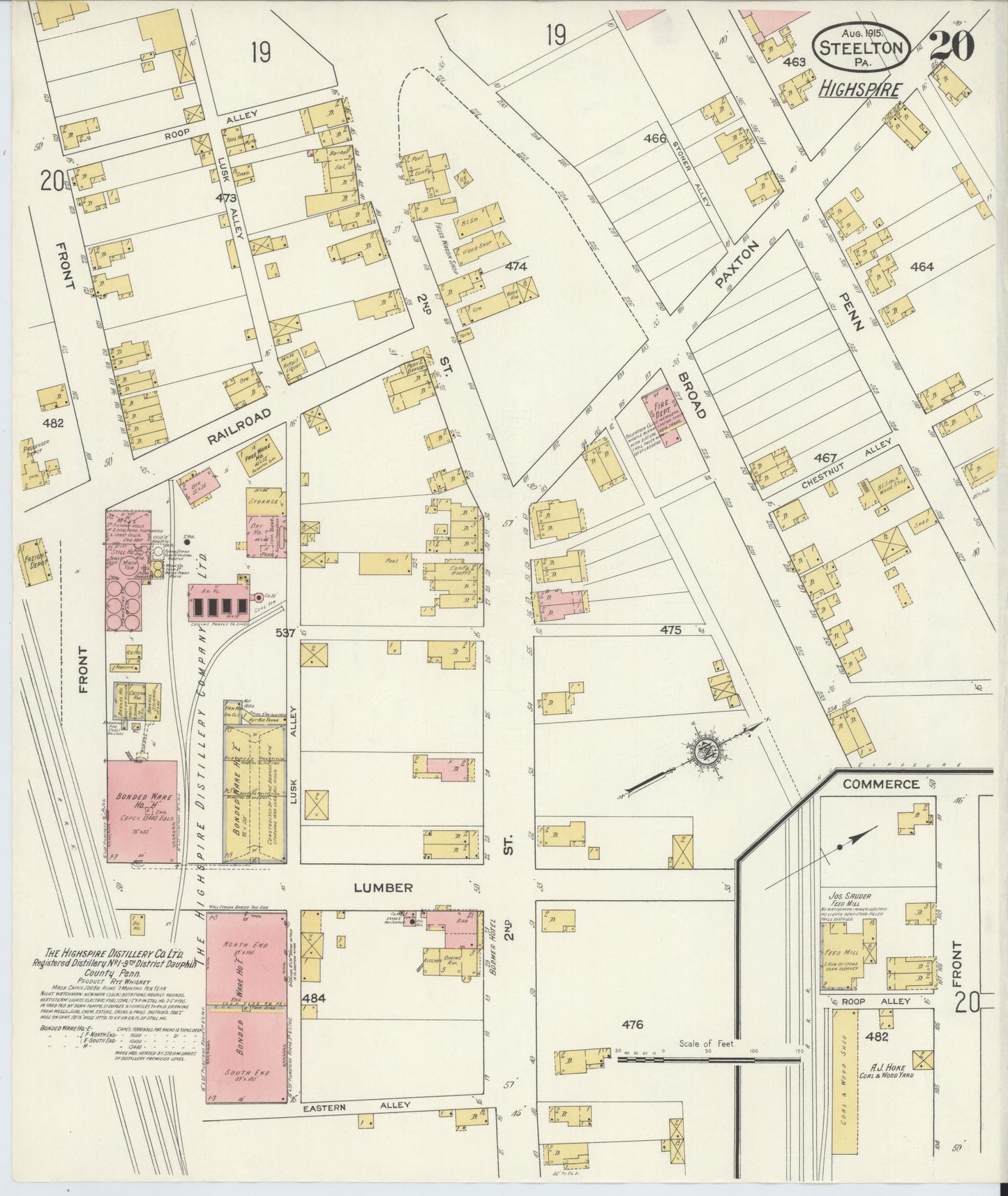 Sanborn Fire Insurance Map from Steelton, Dauphin County, Pennsylvania (1915), Sheet #0020 - Complete Map Set gallery image, historic Sanborn map, vintage wall art, Pennsylvania Pennsylvania