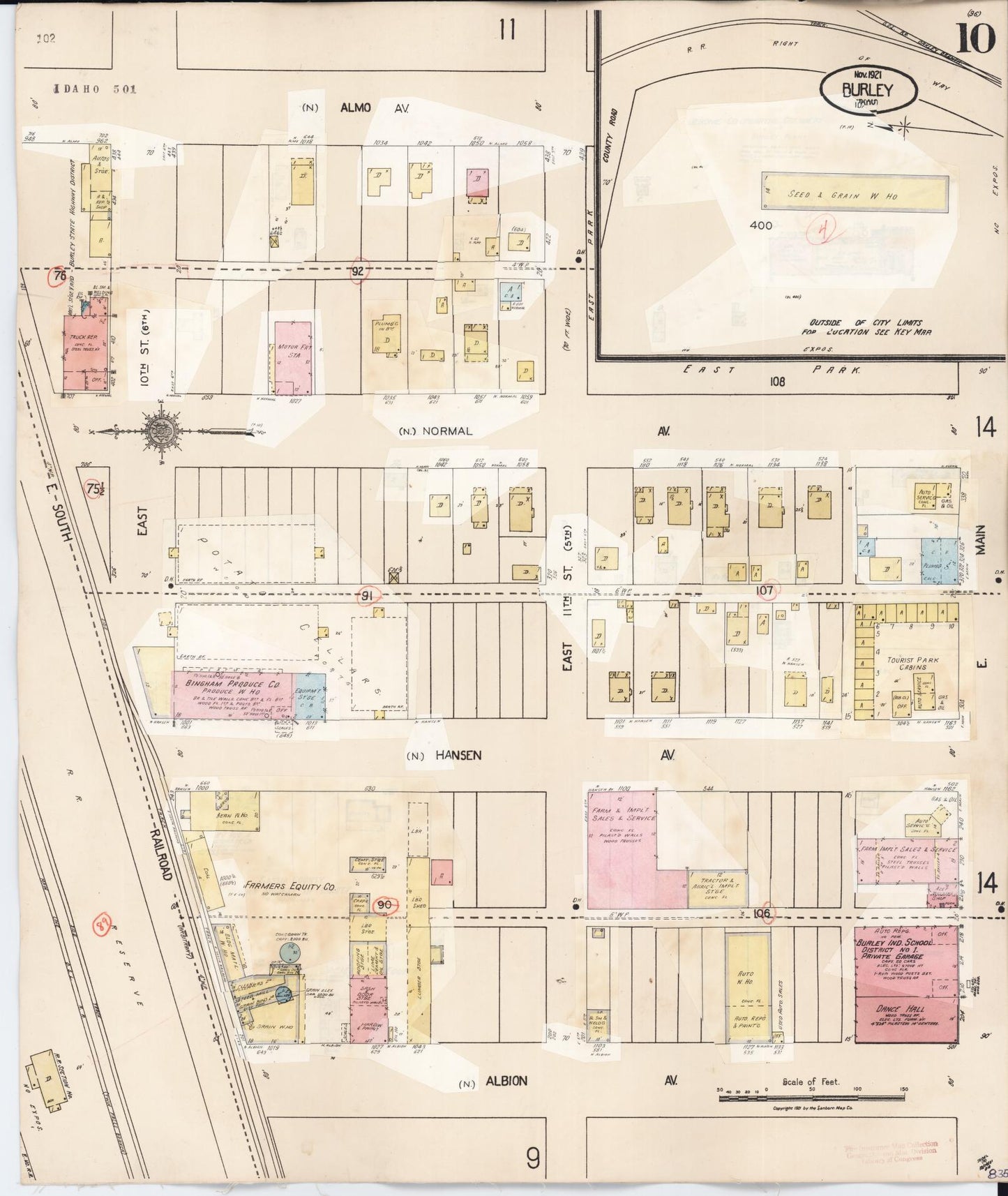 Sanborn Fire Insurance Map from Burley, Cassia County, Idaho (1949), Sheet #0010 - Complete Map Set gallery image, historic Sanborn map, vintage wall art, Idaho Idaho