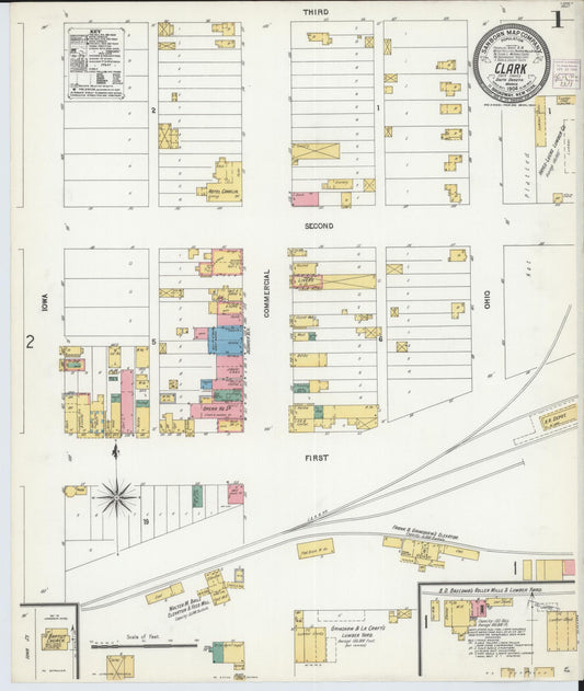 Sanborn Fire Insurance Map from Clark, Clark County, South Dakota. (1904) – Historic Sanborn Fire Insurance Map Print