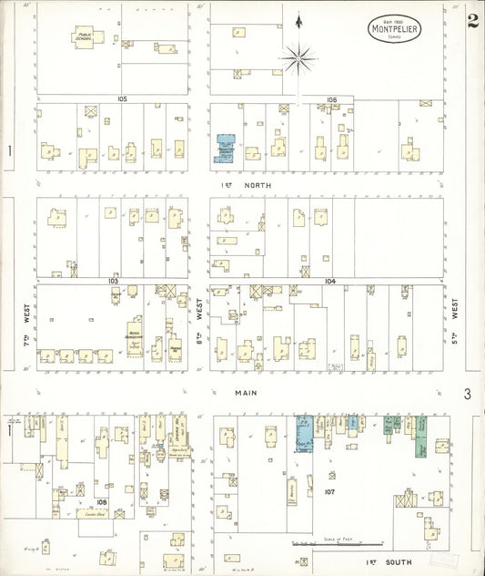 Sanborn Fire Insurance Map from Montpelier, Bear Lake County, Idaho (1900), Sheet #0002 - Historic Sanborn Fire Insurance Map Print, vintage old map wall art, antique decor, genealogy gift, Idaho Idaho map