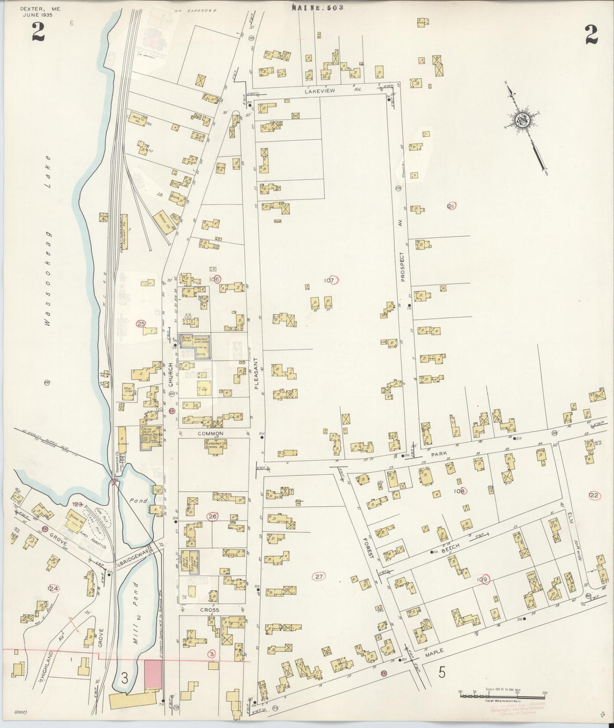 Sanborn Fire Insurance Map from Dexter, Penobscot County, Maine (1945), Sheet #0002 - Complete Map Set gallery image, historic Sanborn map, vintage wall art, Maine Maine
