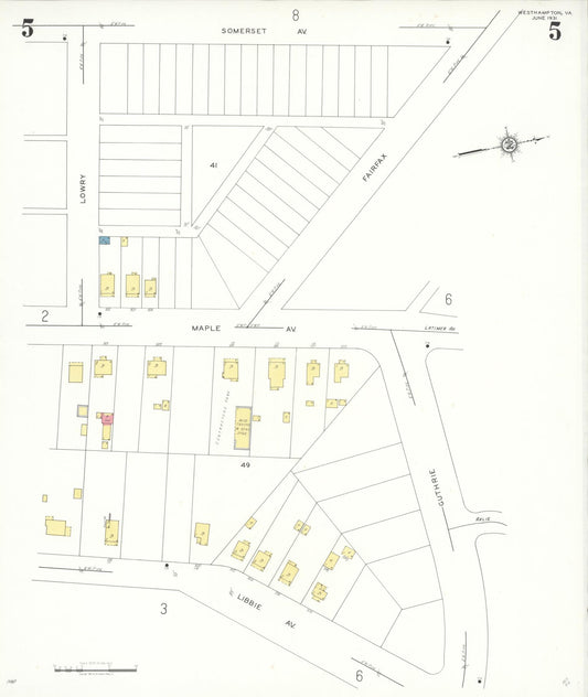 Sanborn Fire Insurance Map from Westhampton, Henrico County, Virginia (1931), Sheet #0005 - Historic Sanborn Fire Insurance Map Print, vintage old map wall art, antique decor, genealogy gift, Virginia Virginia map