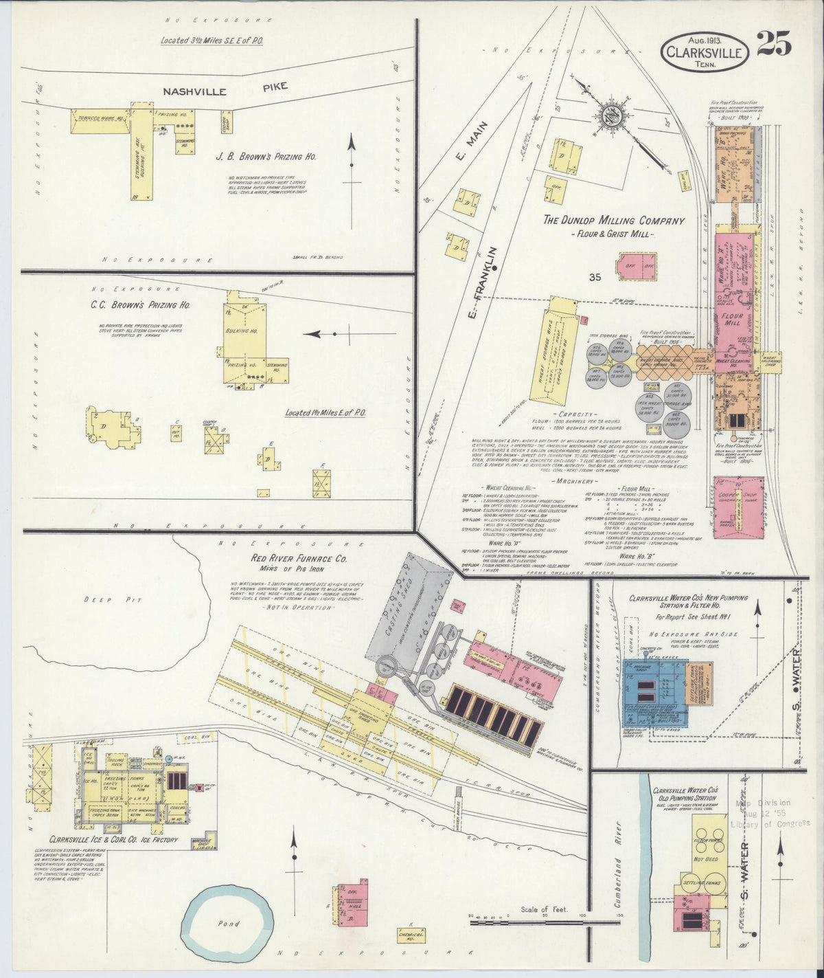 Sanborn Fire Insurance Map from Clarksville, Montgomery County, Tennessee (1913), Sheet #0025 - Historic Sanborn Fire Insurance Map Print, vintage old map wall art, antique decor, genealogy gift, Tennessee Tennessee map