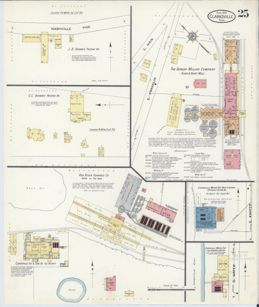 Sanborn Fire Insurance Map from Clarksville, Montgomery County, Tennessee (1913), Sheet #0025 - Historic Sanborn Fire Insurance Map Print, vintage old map wall art, antique decor, genealogy gift, Tennessee Tennessee map