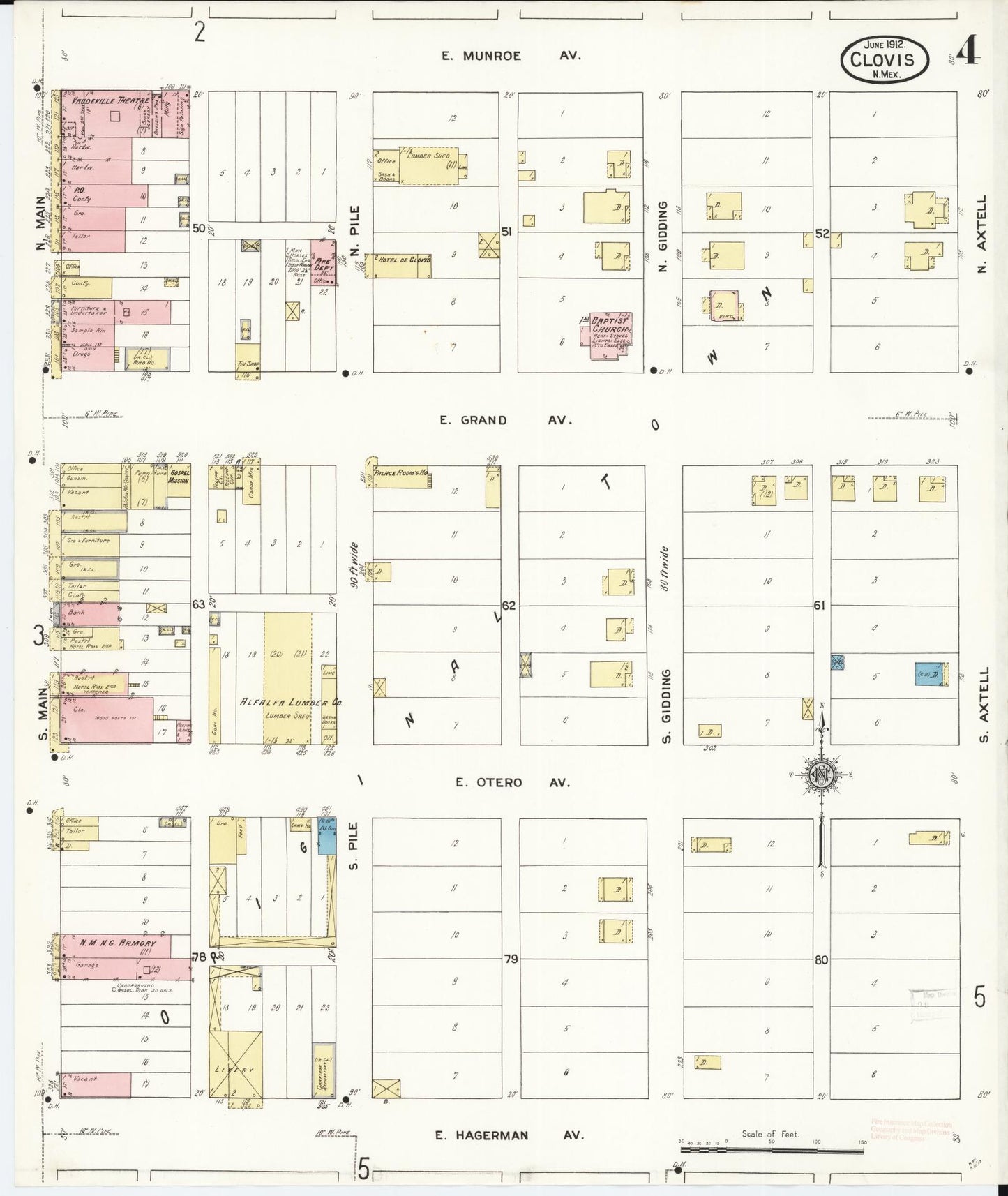 Sanborn Fire Insurance Map from Clovis, Curry County, New Mexico (1912), Sheet #0004 - Complete Map Set gallery image, historic Sanborn map, vintage wall art, New Mexico New Mexico
