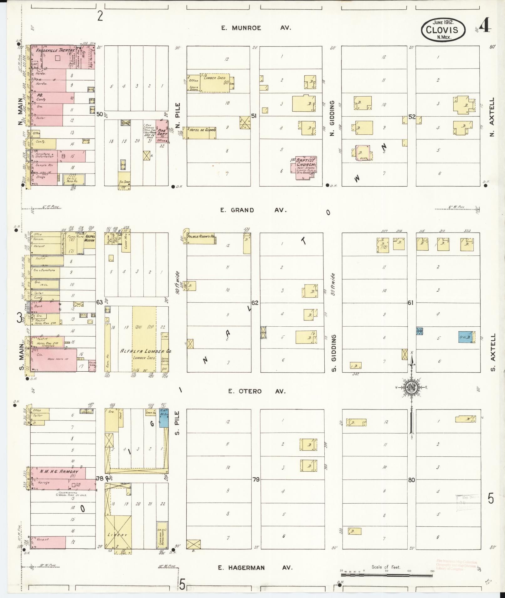 Sanborn Fire Insurance Map from Clovis, Curry County, New Mexico (1912), Sheet #0004 - Complete Map Set gallery image, historic Sanborn map, vintage wall art, New Mexico New Mexico