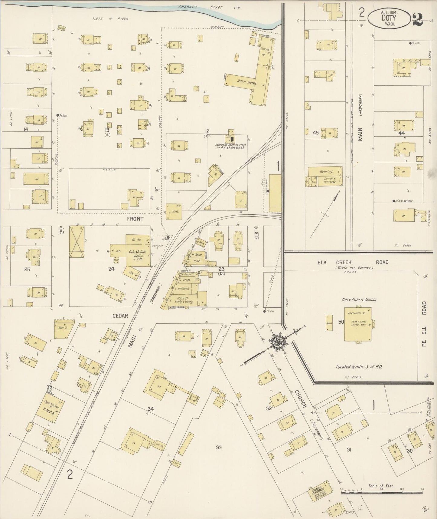 Sanborn Fire Insurance Map from Doty, Lewis County, Washington (1914), Sheet #0002 - Historic Sanborn Fire Insurance Map Print, vintage old map wall art, antique decor, genealogy gift, Washington Washington map