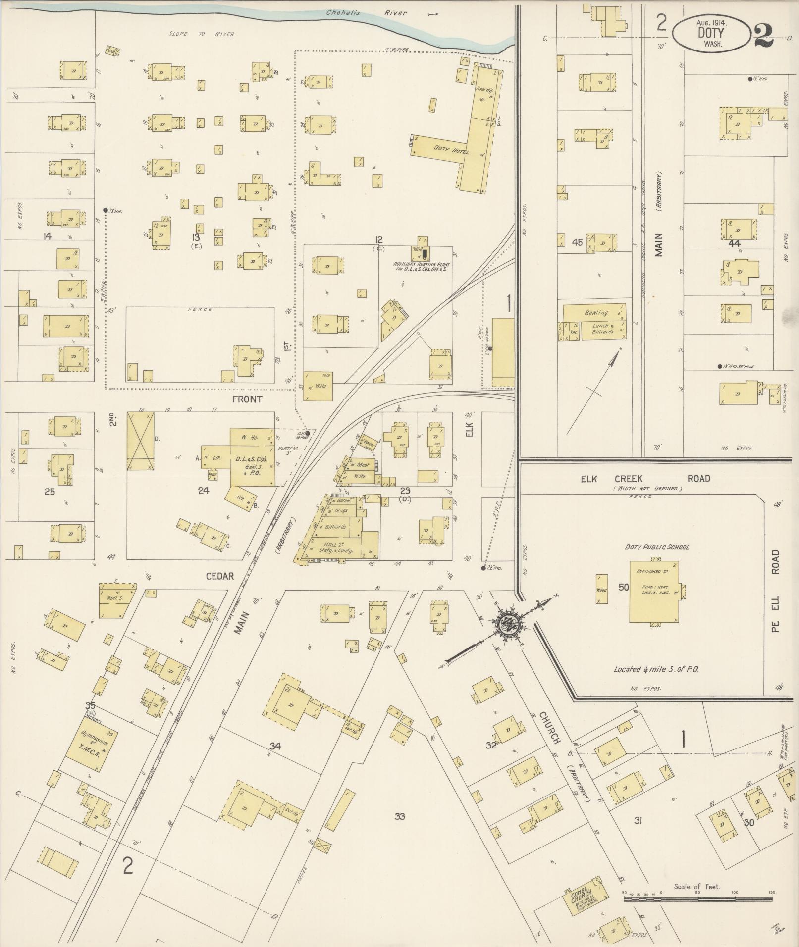 Sanborn Fire Insurance Map from Doty, Lewis County, Washington (1914), Sheet #0002 - Historic Sanborn Fire Insurance Map Print, vintage old map wall art, antique decor, genealogy gift, Washington Washington map