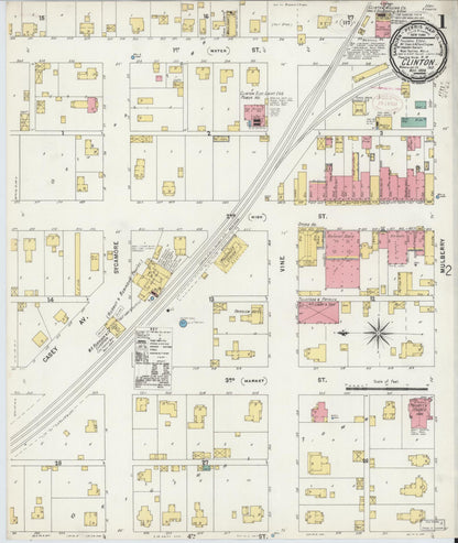 Sanborn Fire Insurance Map from Clinton, Vermillion County, Indiana (1898), Sheet #0001 - Complete Map Set gallery image, historic Sanborn map, vintage wall art, Indiana Indiana