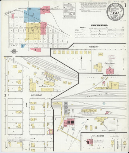 Sanborn Fire Insurance Map from Ladd, Bureau County, Illinois (1911), Sheet #0001 - Complete Map Set gallery image, historic Sanborn map, vintage wall art, Illinois Illinois