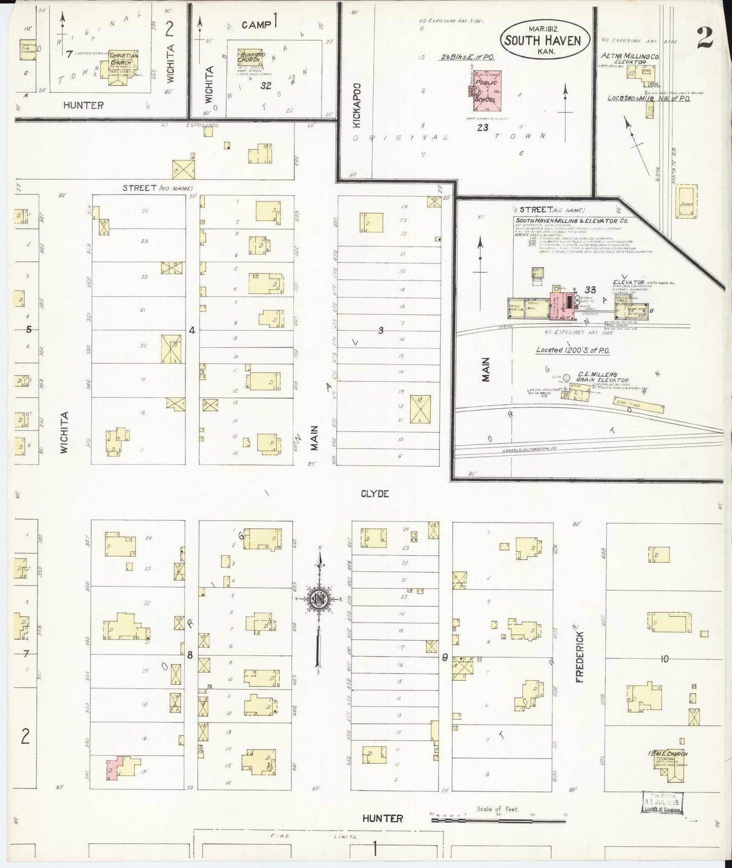 Sanborn Fire Insurance Map from South Haven, Sumner County, Kansas (1912), Sheet #0002 - Complete Map Set gallery image, historic Sanborn map, vintage wall art, Kansas Kansas