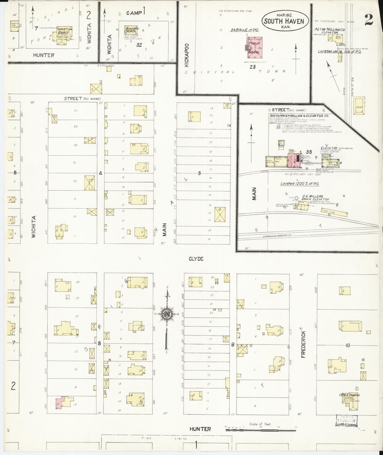 Sanborn Fire Insurance Map from South Haven, Sumner County, Kansas (1912), Sheet #0002 - Complete Map Set gallery image, historic Sanborn map, vintage wall art, Kansas Kansas
