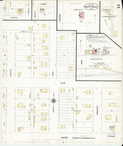 Sanborn Fire Insurance Map from South Haven, Sumner County, Kansas (1912), Sheet #0002 - Complete Map Set gallery image, historic Sanborn map, vintage wall art, Kansas Kansas