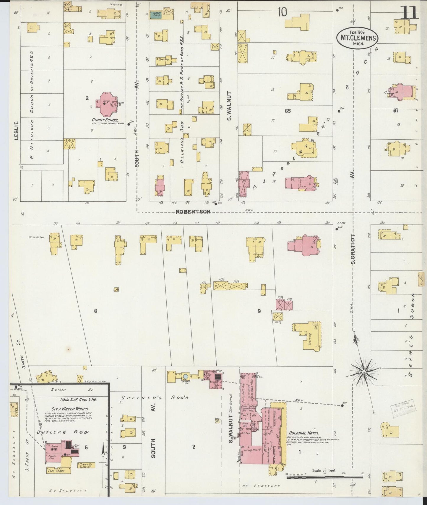 Sanborn Fire Insurance Map from Mount Clemens, Macomb County, Michigan (1903), Sheet #0011 - Complete Map Set gallery image, historic Sanborn map, vintage wall art, Michigan Michigan