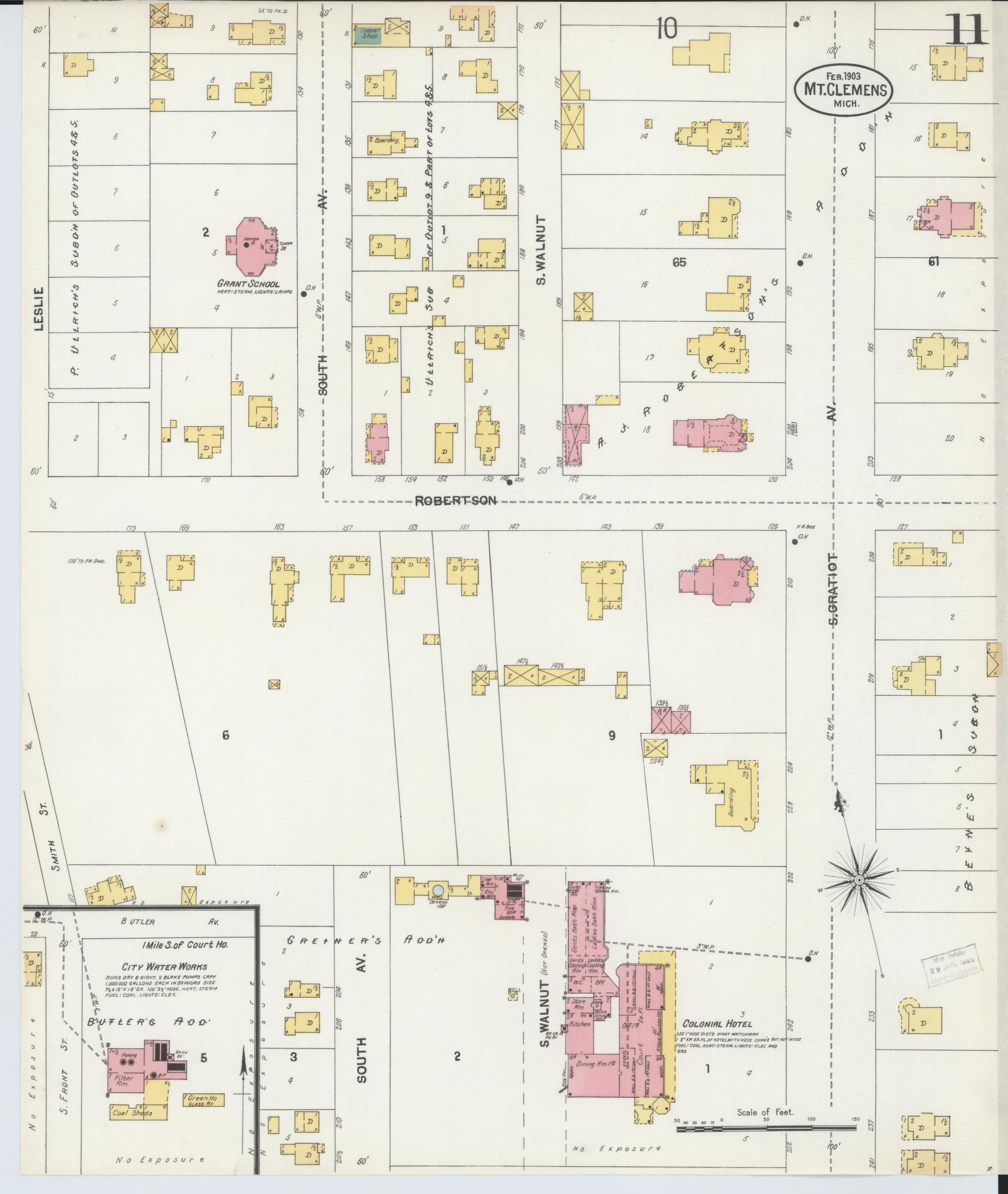 Sanborn Fire Insurance Map from Mount Clemens, Macomb County, Michigan (1903), Sheet #0011 - Complete Map Set gallery image, historic Sanborn map, vintage wall art, Michigan Michigan
