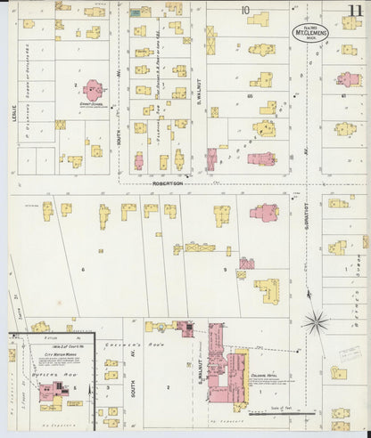 Sanborn Fire Insurance Map from Mount Clemens, Macomb County, Michigan (1903), Sheet #0011 - Complete Map Set gallery image, historic Sanborn map, vintage wall art, Michigan Michigan