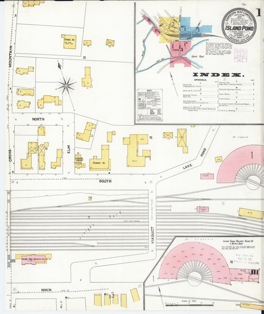 Sanborn Fire Insurance Map from Island Pond, Essex County, Vermont (1904), Sheet #0001 - Complete Map Set gallery image, historic Sanborn map, vintage wall art, Vermont Vermont