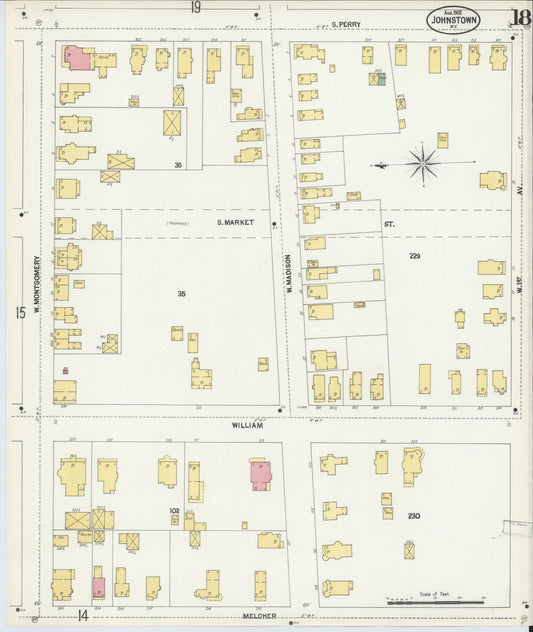 Sanborn Fire Insurance Map from Johnstown, Fulton County, New York (1902), Sheet #0018 - Historic Sanborn Fire Insurance Map Print, vintage old map wall art, antique decor, genealogy gift, New York New York map