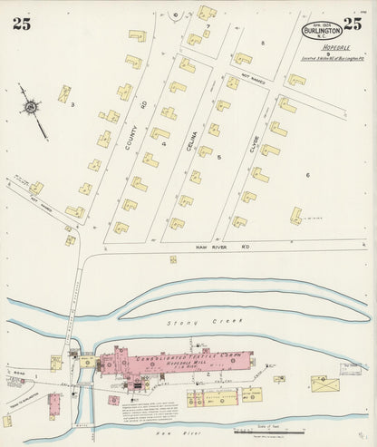 Sanborn Fire Insurance Map from Burlington, Alamance County, North Carolina (1924), Sheet #0025 - Complete Map Set gallery image, historic Sanborn map, vintage wall art, North Carolina North Carolina