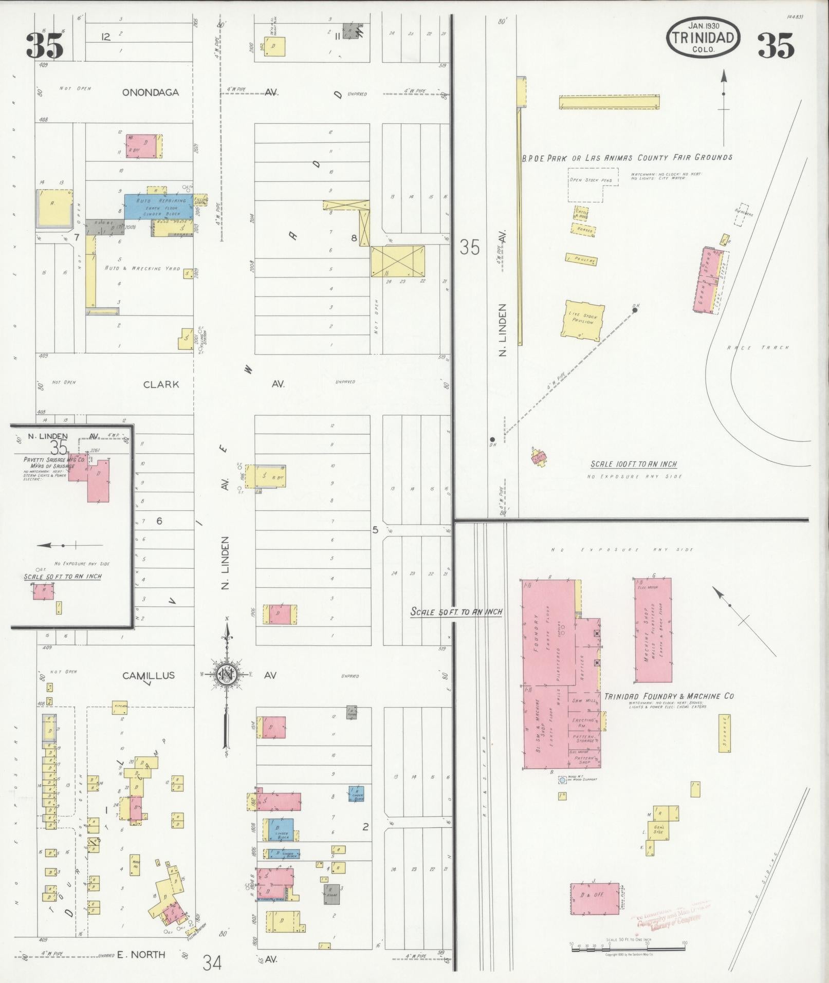 Sanborn Fire Insurance Map from Trinidad, Las Animas County, Colorado (1930), Sheet #0035 - Historic Sanborn Fire Insurance Map Print, vintage old map wall art, antique decor, genealogy gift, Colorado Colorado map