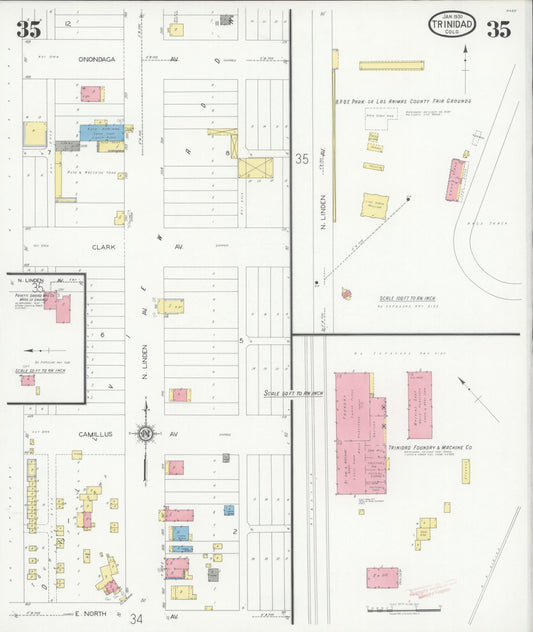 Sanborn Fire Insurance Map from Trinidad, Las Animas County, Colorado (1930), Sheet #0035 - Historic Sanborn Fire Insurance Map Print, vintage old map wall art, antique decor, genealogy gift, Colorado Colorado map