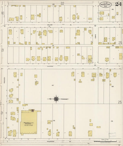 Sanborn Fire Insurance Map from Wenatchee, Chelan County, Washington (1921), Sheet #0024 - Complete Map Set gallery image, historic Sanborn map, vintage wall art, Washington Washington
