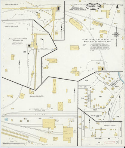 Sanborn Fire Insurance Map from Dunnellon, Marion County, Florida (1917), Sheet #0004 - Complete Map Set gallery image, historic Sanborn map, vintage wall art, Florida Florida