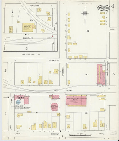 Sanborn Fire Insurance Map from Bainbridge, Decatur County, Georgia (1916), Sheet #0004 - Complete Map Set gallery image, historic Sanborn map, vintage wall art, Georgia Georgia