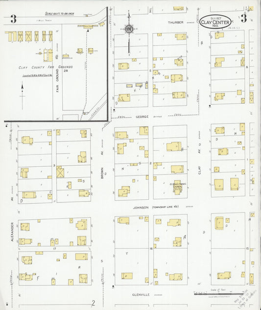 Sanborn Fire Insurance Map from Clay Center, Clay County, Nebraska (1927), Sheet #0003 - Historic Sanborn Fire Insurance Map Print, vintage old map wall art, antique decor, genealogy gift, Nebraska Nebraska map