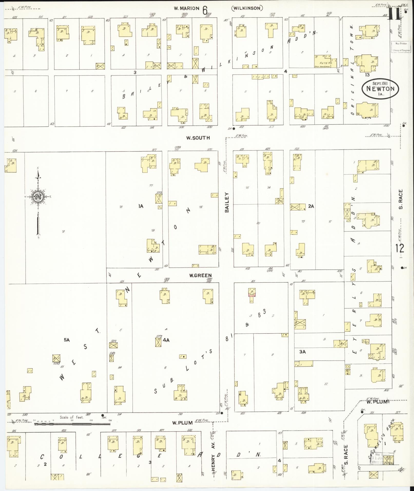 Sanborn Fire Insurance Map from Newton, Jasper County, Iowa (1911), Sheet #0011 - Historic Sanborn Fire Insurance Map Print