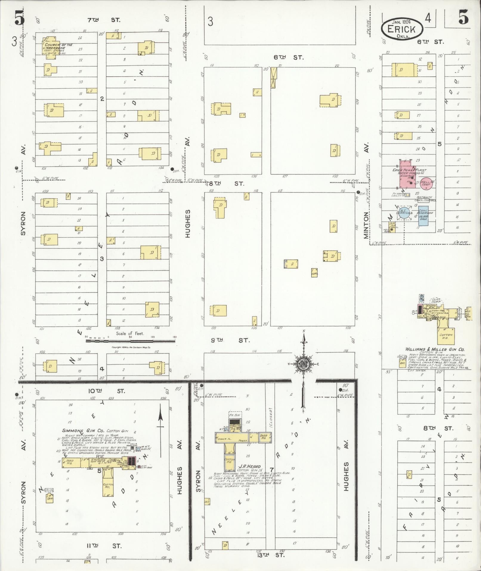 Sanborn Fire Insurance Map from Erick, Beckham County, Oklahoma (1924), Sheet #0005 - Complete Map Set gallery image, historic Sanborn map, vintage wall art, Oklahoma Oklahoma