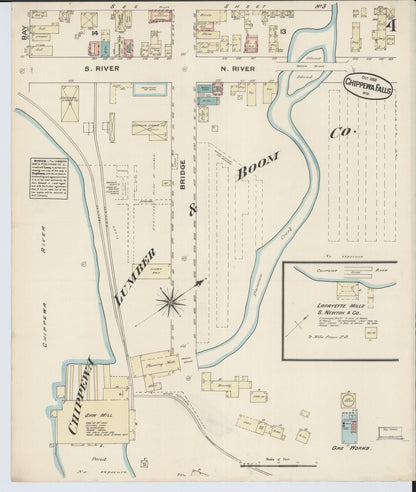 Sanborn Fire Insurance Map from Chippewa Falls, Chippewa County, Wisconsin (1883), Sheet #0004 - Complete Map Set gallery image, historic Sanborn map, vintage wall art, Wisconsin Wisconsin