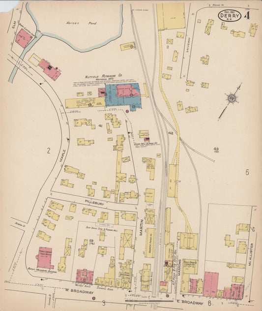 Sanborn Fire Insurance Map from Derry, Rockingham County, New Hampshire (1921), Sheet #0004 - Historic Sanborn Fire Insurance Map Print, vintage old map wall art, antique decor, genealogy gift, New Hampshire New Hampshire map