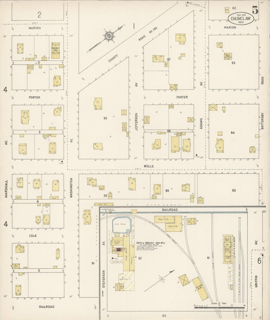 Sanborn Fire Insurance Map from Enumclaw, King County, Washington (1914), Sheet #0005 - Historic Sanborn Fire Insurance Map Print, vintage old map wall art, antique decor, genealogy gift, Washington Washington map
