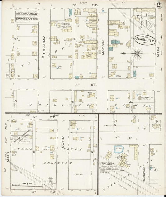 Sanborn Fire Insurance Map from Osage City, Osage County, Kansas (1885), Sheet #0002 - Historic Sanborn Fire Insurance Map Print, vintage old map wall art, antique decor, genealogy gift, Kansas Kansas map