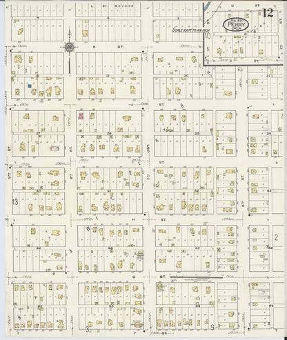 Sanborn Fire Insurance Map from Perry, Noble County, Oklahoma (1920), Sheet #0012 - Complete Map Set gallery image, historic Sanborn map, vintage wall art, Oklahoma Oklahoma