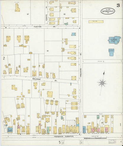 Sanborn Fire Insurance Map from Catonsville, Baltimore County, Maryland (1904), Sheet #0003 - Complete Map Set gallery image, historic Sanborn map, vintage wall art, Maryland Maryland
